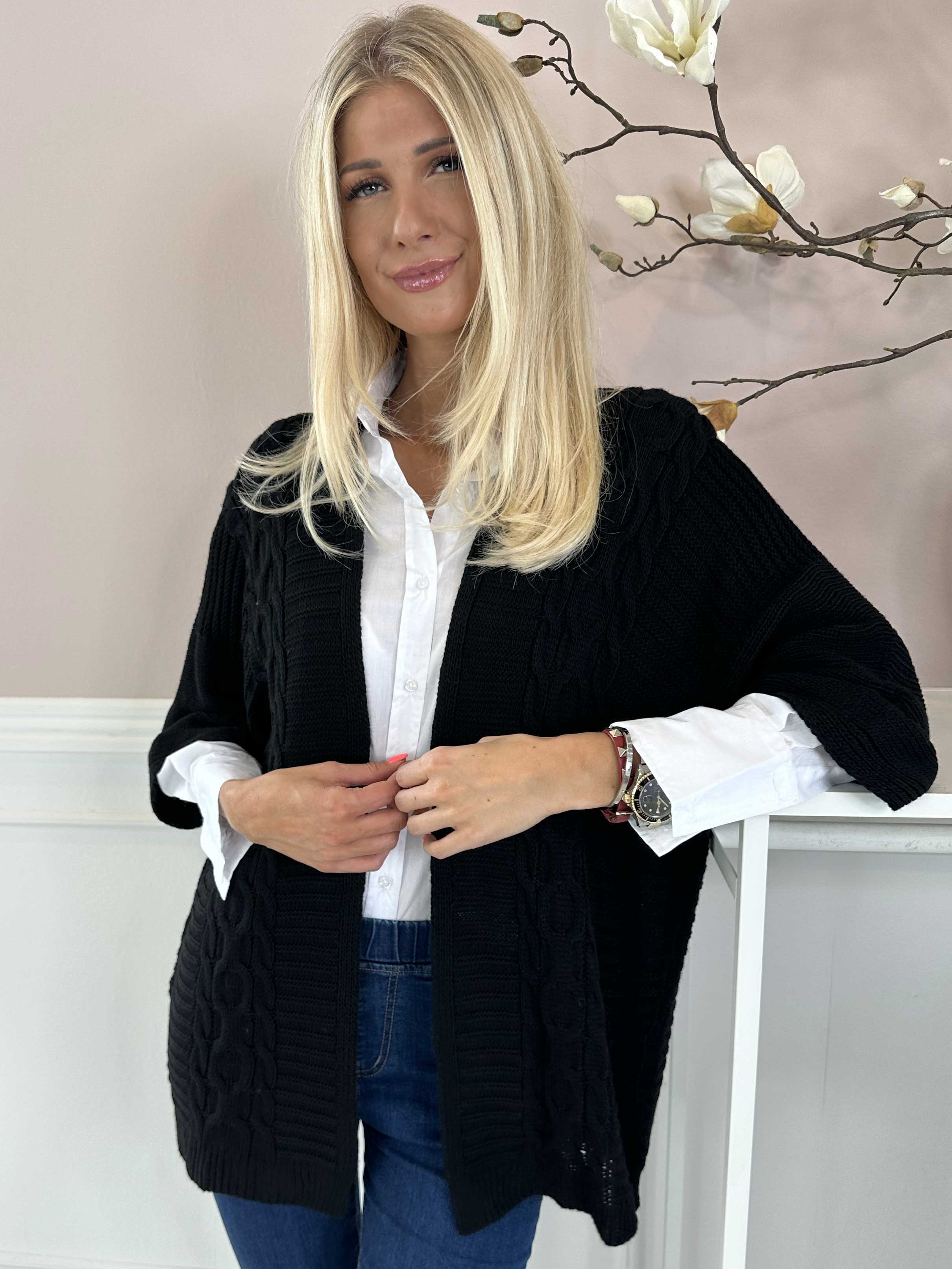 Avalon - Stickad cardigan med korta ärmar